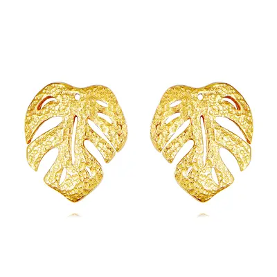 14K Gold Leaves Stud Earrings