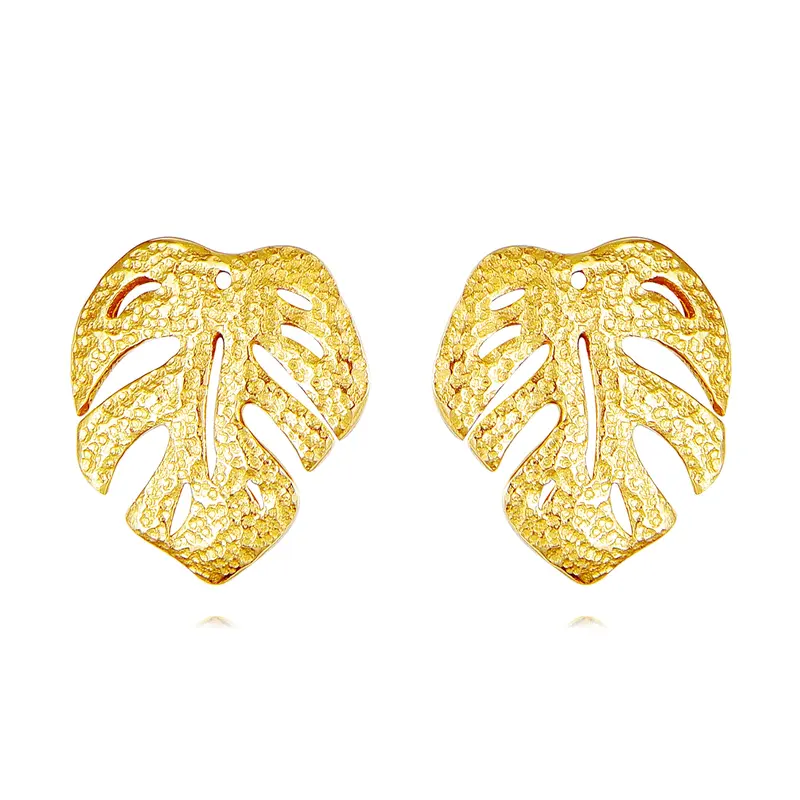14K Gold Leaves Stud Earrings