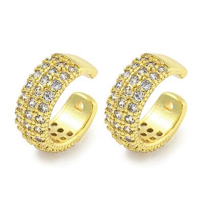 Brass Micro Pave Cubic Zirconia Cuff Earrings