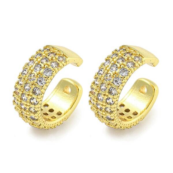 Brass Micro Pave Cubic Zirconia Cuff Earrings