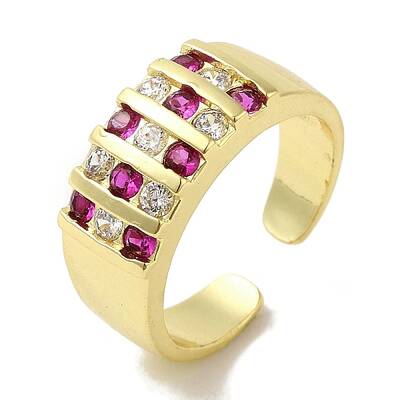 Rack Plating Brass Micro Pave Cubic Zirconia Cuff Rings