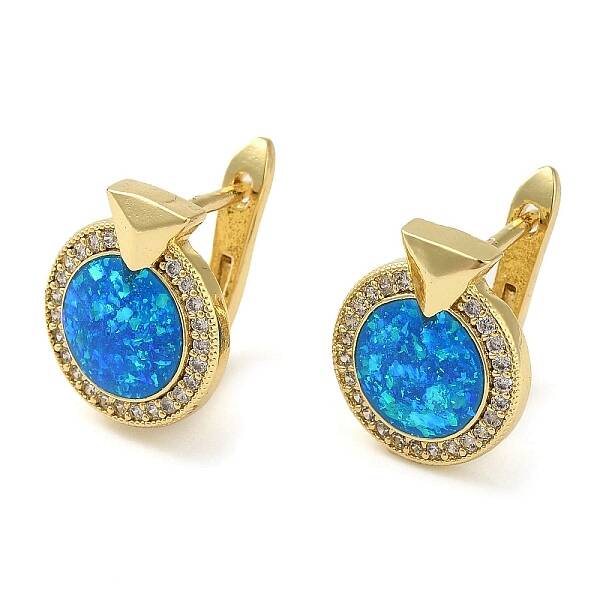 Rack Plating Brass Synthetic Opal Hoop Earrings for Women