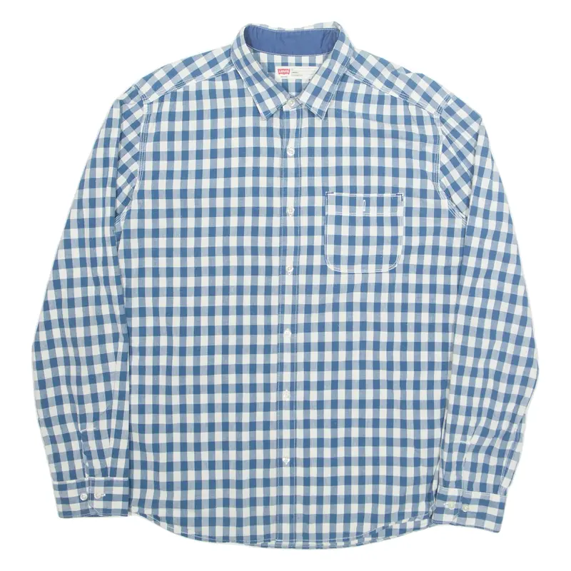 LEVI'S Mens Shirt Blue Gingham Long Sleeve XL