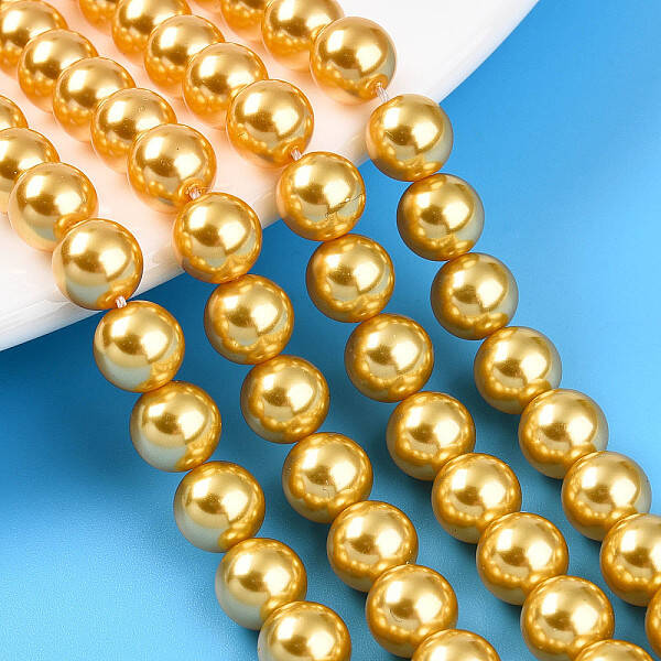 Baking Painted Pearlized Glass Pearl Bead Strands
