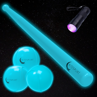 NiteBat Set w/ 3 Glow In The Dark Baseballs Bundle - Aquamarine dark baseball