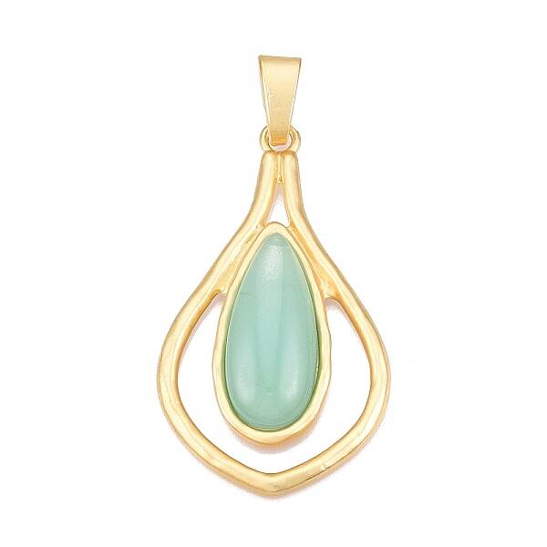 Teardrop Rack Plating Alloy Pave Resin Big Pendants