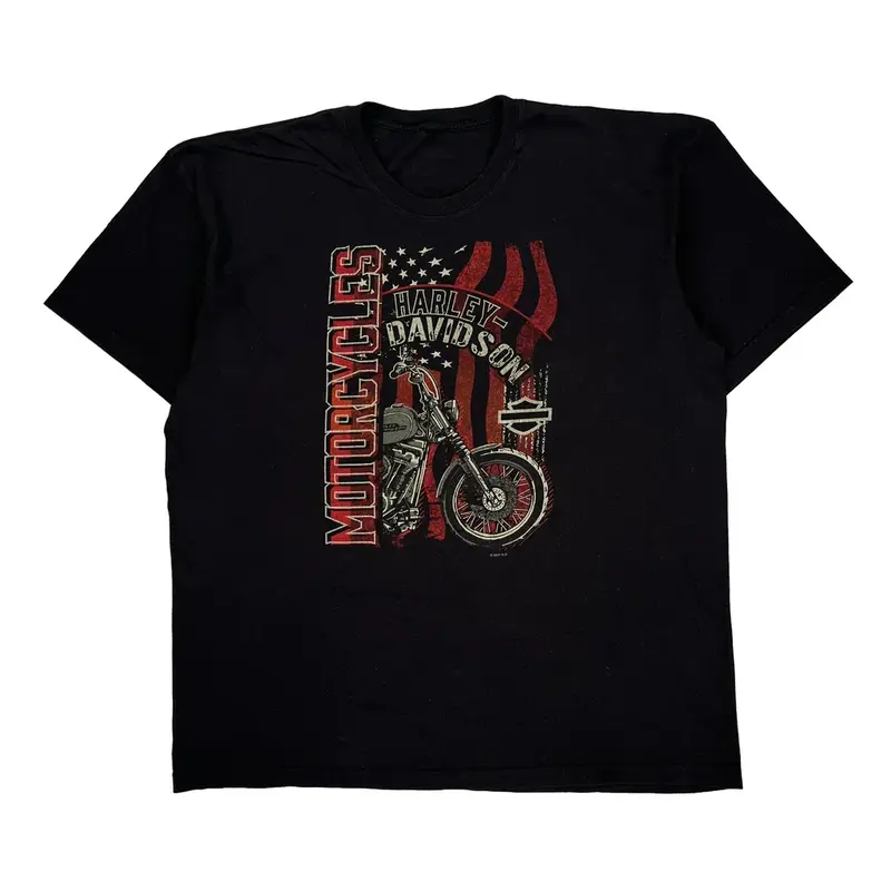 Lisle, Il Harley Davidson Graphic T-Shirt - 2XL Black Cotton