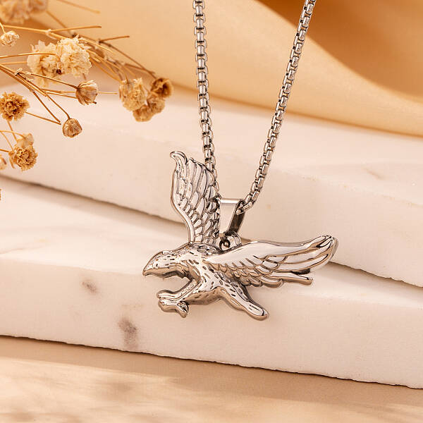 Vintage Stainless Steel Eagle Pendant Necklaces