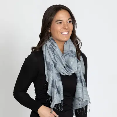 Silky Stripe Scarf - Silver