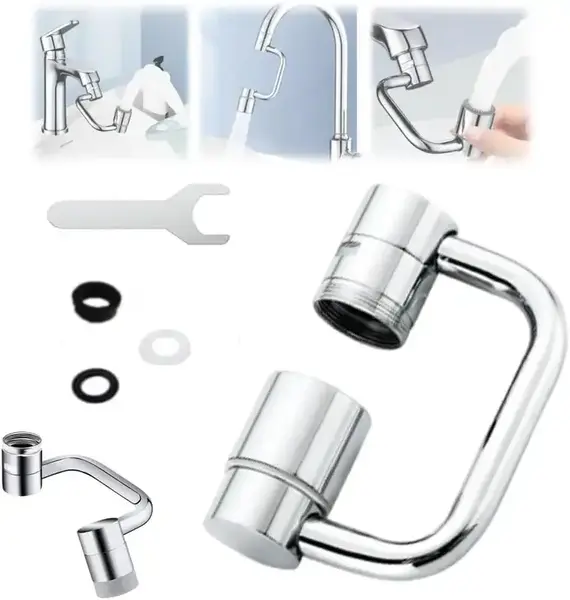 1440° Rotatable Faucet Aerator Extension for Toddlers, Dual Sprayer Mode Bathroom & Kitchen Faucet Attachment, Tap Head Repl...