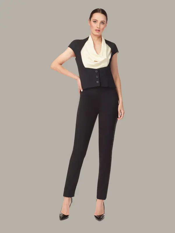 CORINTHIA | Fitted Cap-Sleeve Waistcoat | Colour: Black | Size: XL