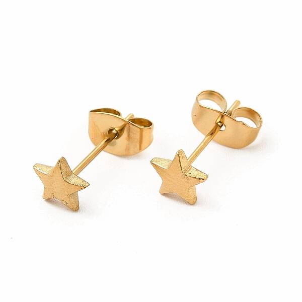 304 Stainless Steel Star Stud Earrings for Women