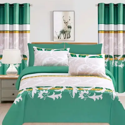 Luxury 8pcs Bedsheets with Curtains for a Cozy Night's Sleep Bedroom Bedding Set