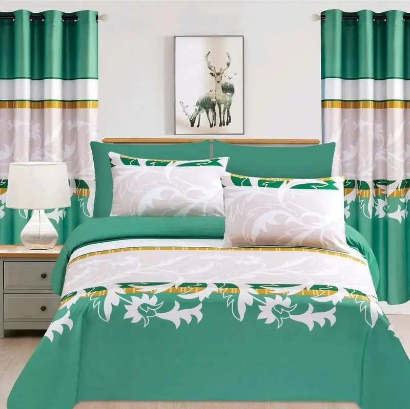 Luxury 8pcs Bedsheets with Curtains for a Cozy Night's Sleep Bedroom Bedding Set