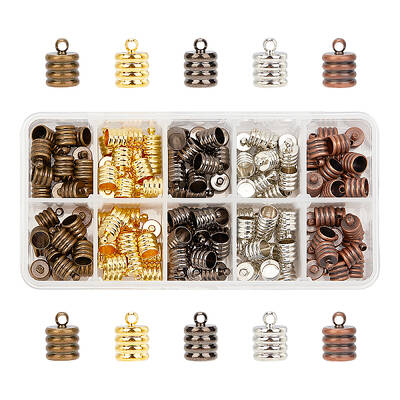 PH  5 Color 6mm Coil Cord Ends 150pcs Leather Cord Ends Terminators End Tip Bead Caps for Leather Cord Bracelets Necklace Jew...