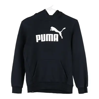Age 11-12 Puma Spellout Hoodie - Medium Black Cotton Blend