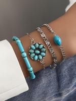 Boho Style Turquoise Texture Decorated Bracelet, 2024 New Style Fashion Accessories for Women & Girls, Trendy All-match & Exq...