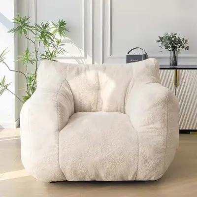 MAXYOYO Sherpa Bean Bag Chair, Boucle Tufted Bean Bag Couch, Living Room Bean Bag Chair, Teddy Lazy Sofa Accent Chair with Po...
