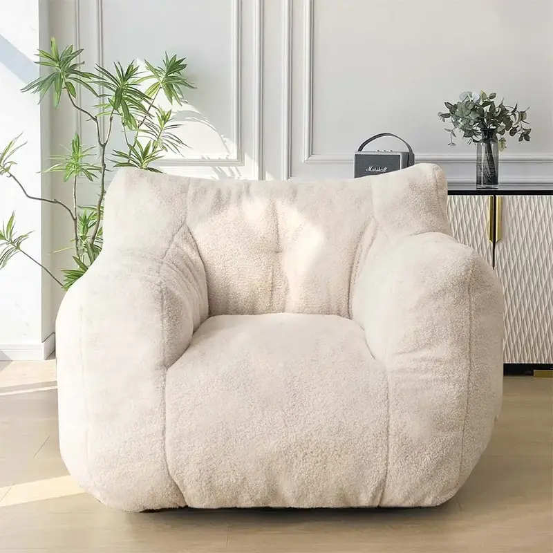 MAXYOYO Sherpa Bean Bag Chair, Boucle Tufted Bean Bag Couch, Living Room Bean Bag Chair, Teddy Lazy Sofa Accent Chair with Po...