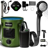 Portable Camping Shower, 6000mAh Rechargeable Shower Pump, Filtered Shower Head & 5 Gallons Foldable Bucket, Outdoor Shower f...