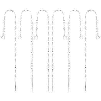 Beebeecraft 1 Box 3 Pairs Threaded Earring Findings 925 Sterling Silver Ear Threads 99mm Drop Earring Threader with Loop for ...