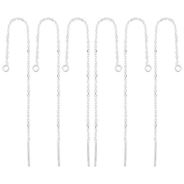Beebeecraft 1 Box 3 Pairs Threaded Earring Findings 925 Sterling Silver Ear Threads 99mm Drop Earring Threader with Loop for ...
