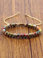 Boho Style Stone Beaded Bangles Bracelets, Vintage Trendy Adjustable Matching Seven Colored Bracelet, Fashionable Stackable B...