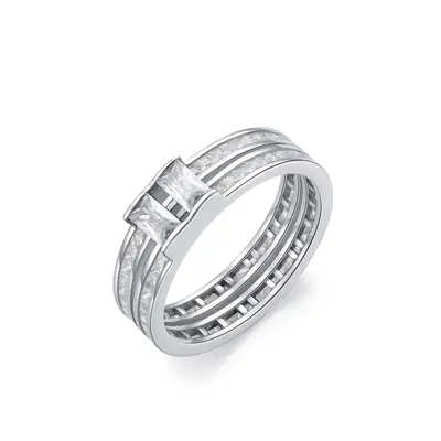 10K 14K 18K Gold 2 Cubic Zirconia Baguette Shank Channel Custom Engagement Ring for Men