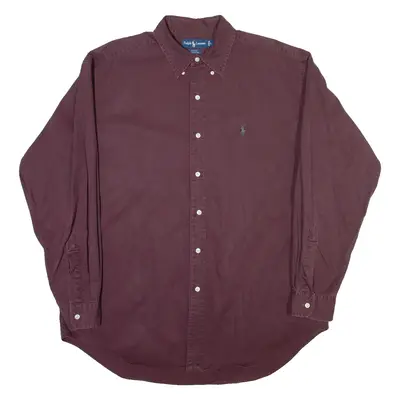RALPH LAUREN Blake Mens Plain Shirt Maroon Long Sleeve L