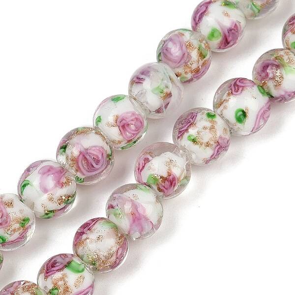 Handmade Glod Sand Lampwork Beads Strands