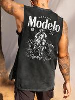Men's Letter Print Round Neck Tank Top, Loose Casual Street Sleeveless Top for Daily Wear, Men's Clothes for All Seasons, Tsh...