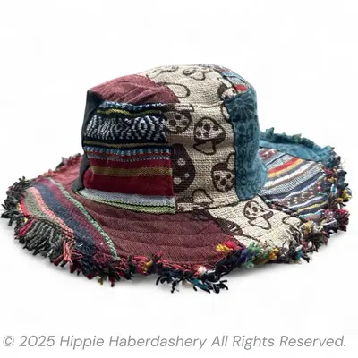 Patchwork multicolored mushroom Hat - Colorful wire brim stash pocket