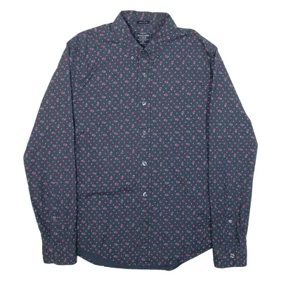 ABERCROMBIE & FITCH Super Slim Fit Mens Shirt Blue Floral Long Sleeve M