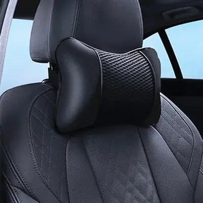 Universal Car Headrest Pillow, PU Leather Car Neck Pillow, Comfortable Breathable Neck Support Pillow, Car Interior Accessori...