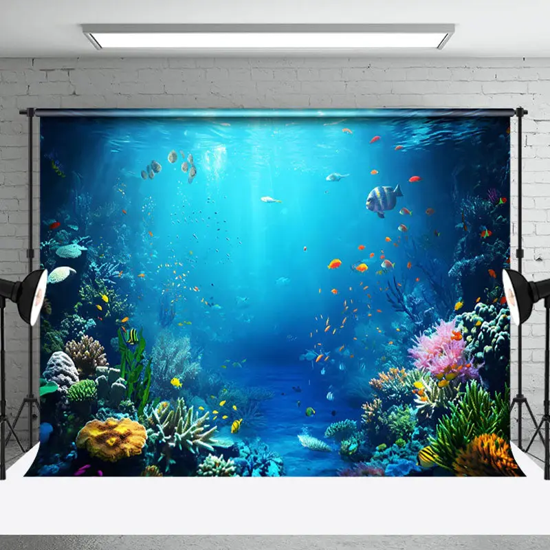 Fish Seaweed Underwater Landscape Photo Backdrop - Aperturee