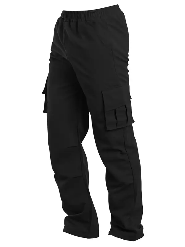 Boy's Solid Multi-pocket Cargo Pants, Casual Comfy Elastic Waist Trousers for Daily Wear, Kids Bottoms for All Seasons