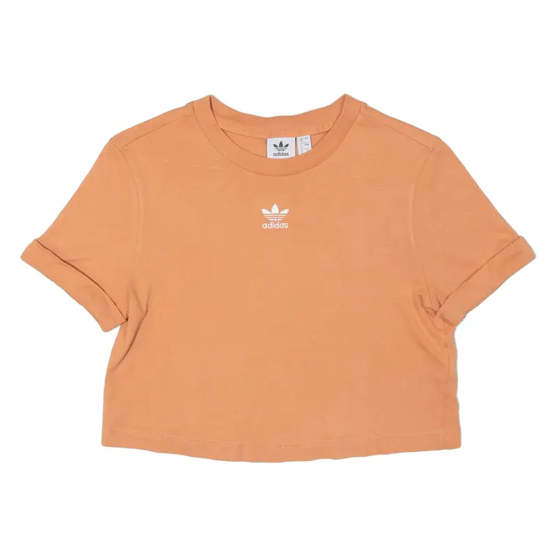 ADIDAS Cropped Womens T-Shirt Orange UK 8
