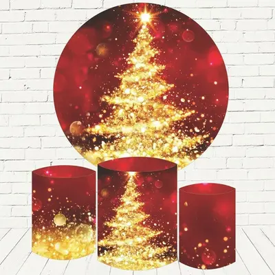 Aperturee Gold Glitter Tree Round Red Bokeh Chrismas Backdrop Kit | Xmas Backdrop | Christmas Photoshoot Backgrounds | Christ...