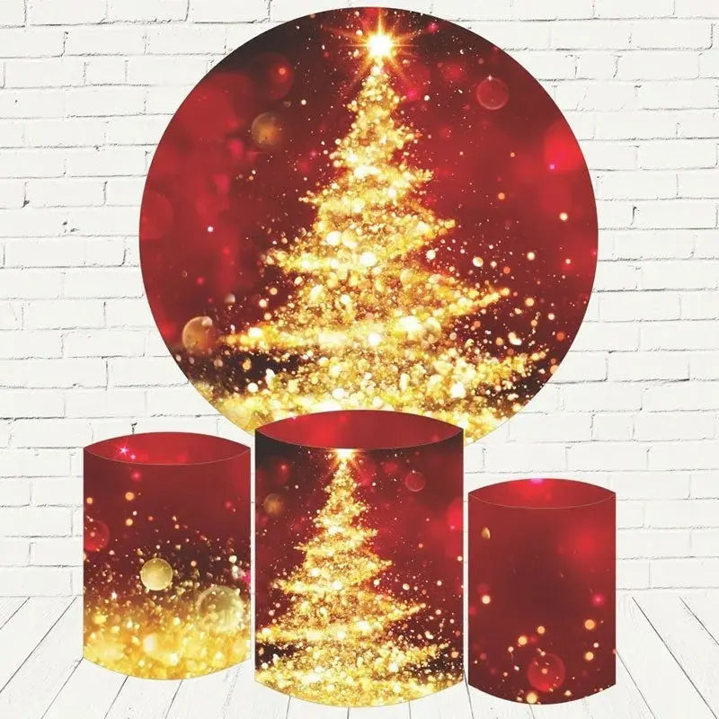 Aperturee Gold Glitter Tree Round Red Bokeh Chrismas Backdrop Kit | Xmas Backdrop | Christmas Photoshoot Backgrounds | Christ...