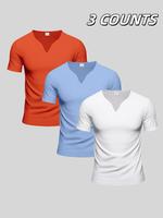 Men's Solid V Neck Short Sleeve Sports Tee, Quick Drying Breathable T-shirt for Daily Wear, Casual Comfy Men's Top for All Se...