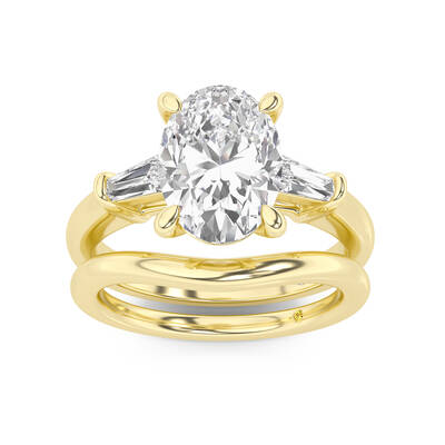 Ignite Lab Grown Oval Shaped Diamond Engagement Ring with the Zola Wedding Band | 14K Yellow Gold 2 1/2 ct. tw.
