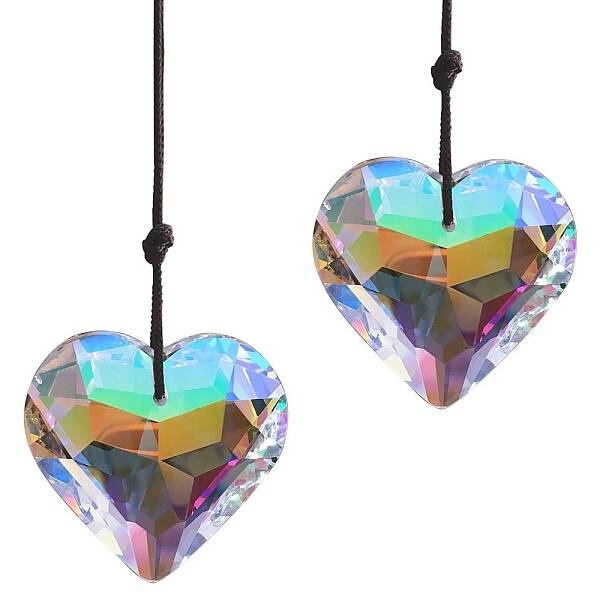 Faceted Glass Heart Pendant Decorations