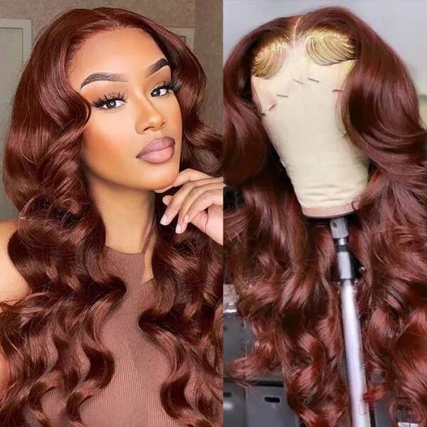 #33 Brown Color Body Wave 13x4 Lace Front Wig 150% 2024 Clearance