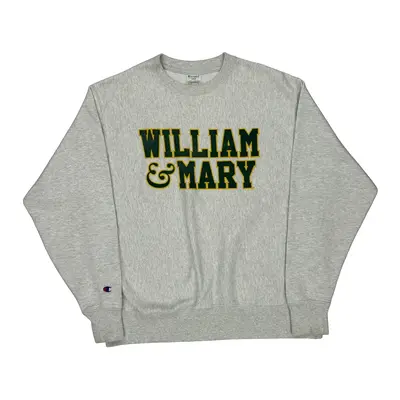 William & Mary Champion College Sweatshirt - Large Grey Cotton Blend