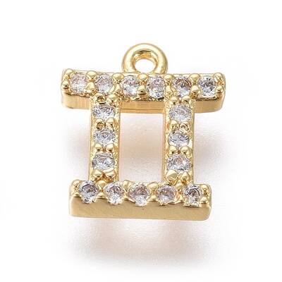 Golden Plated Brass Micro Pave Cubic Zirconia Charms