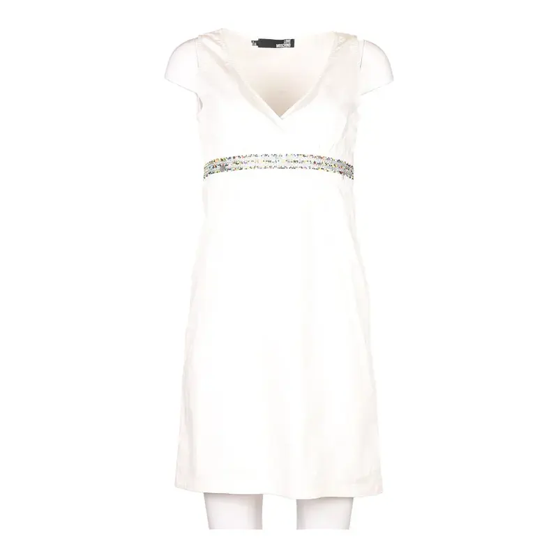 Love Moschino Midi Dress - Small White Cotton