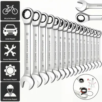 12mm 72-tooth Ratchet Wrench, Durable Metallic Manual Tool, Suitable for Car, Bicycle, Motorcycle, Home Equipment Repair