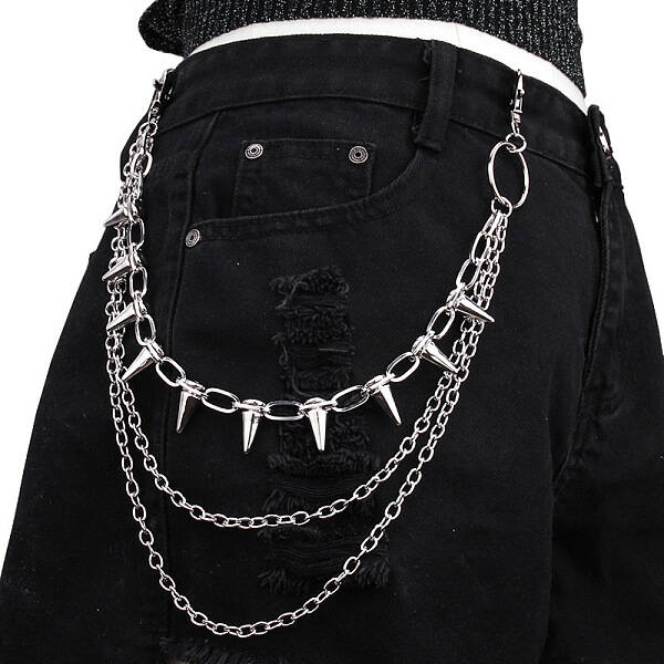 Aluminum & Alloy Spike Rivets 3 Layer Trousers Chains