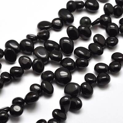 Natural Obsidian Nuggets Bead Strands