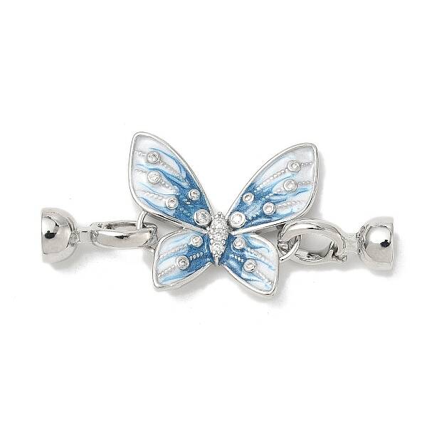Butterfly Brass Micro Pave Clear Cubic Zirconia Fold Over Clasps